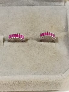 NATURAL EARTH MINED HEATED PINK RUBY 925 STERLING SILVER HUGGIE STUD EARRINGS