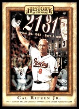Ripken Breaks Gehrig's Consecutive Games-Played Streak 2010 Topps #HOTG23