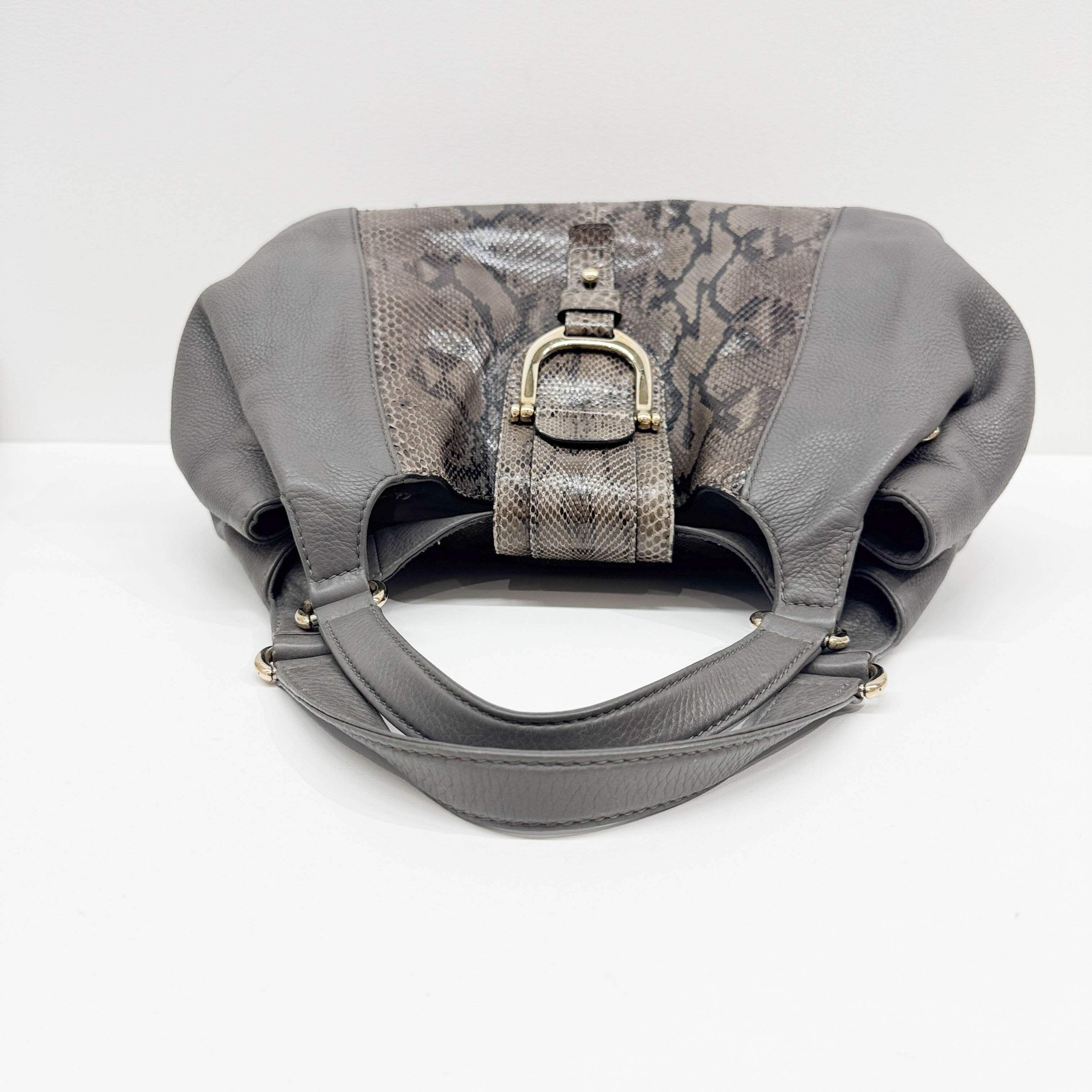 GUCCI Stirrup Brown Python Embossed Leather Shoul… - image 6