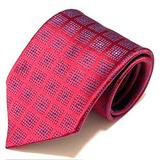 Charvet Place Vendome Tie Iridescent Red Squares Micro Blue Dots Luxury FRANCE