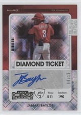 2021 Panini Contenders Prospect 2 Diamond Ticket 8/15 Jamari Baylor Auto 0o6m