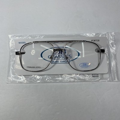 DB Classics Eyeglasses CARLO 57-17-140 Pewter Silver Aviator Metal Full Rim $70