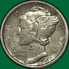 1917-S Mercury Dime Almost Uncirculated AU Coin #34618