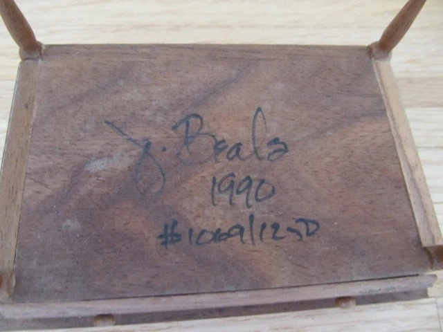 Artisan Judy Beals Kitchen Table Work Writing Desk Vint Dollhouse Miniature 1:12 - Image 3 of 4