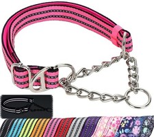 Chain Martingale Collar for Dogs,Padded Anti Pull Dog Collar - Pink L