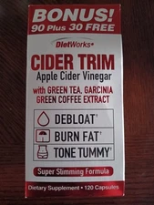 Diet Works APPLE CIDER VINEGAR WATER BALANCE WEIGH LOSS Supplement 90 Caps 03/28