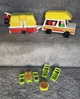 COMPLETE. Vintage Fisher Price Little People Play Car/Jeep & Pop-Up Camper 992