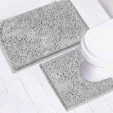 Bathroom Rugs Chenille Bath mat 2 Piece Set, Super Absorbent, Strong PVC Non