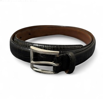 Ralph Lauren genuine leather silver buckle black belt RALPH LAUREN Black Genuine Italian Leather Croc Print Silver  main image 4