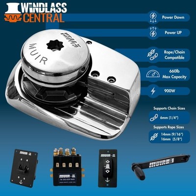 Muir V900 Anchor Winch Windlass 900W 1/4''Gypsy 20-39' Boat Free Shipping