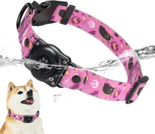 Halloween Airtag Dog Collar  with IP68 Waterproof Holder  (12.7"- 16.0",M)