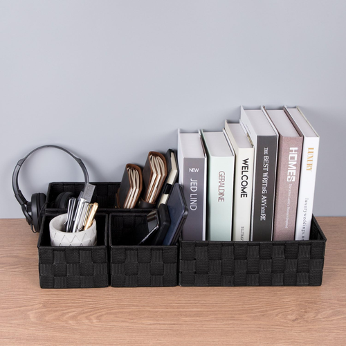 Woven Storage Baskets for Organizing, Small Black Baskets Cube Bin Con - Picture 4 of 12