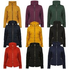 New Womens Tokyo Laundry Quilted Hooded Funnel Neck Winter Jacket Size 8-16