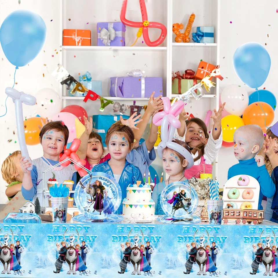 Eiskönigin Geburtstag Deko Mädchen Kinder Deko Elsa Eiskönigin Teller Tischdecke - Bild 3 von 4