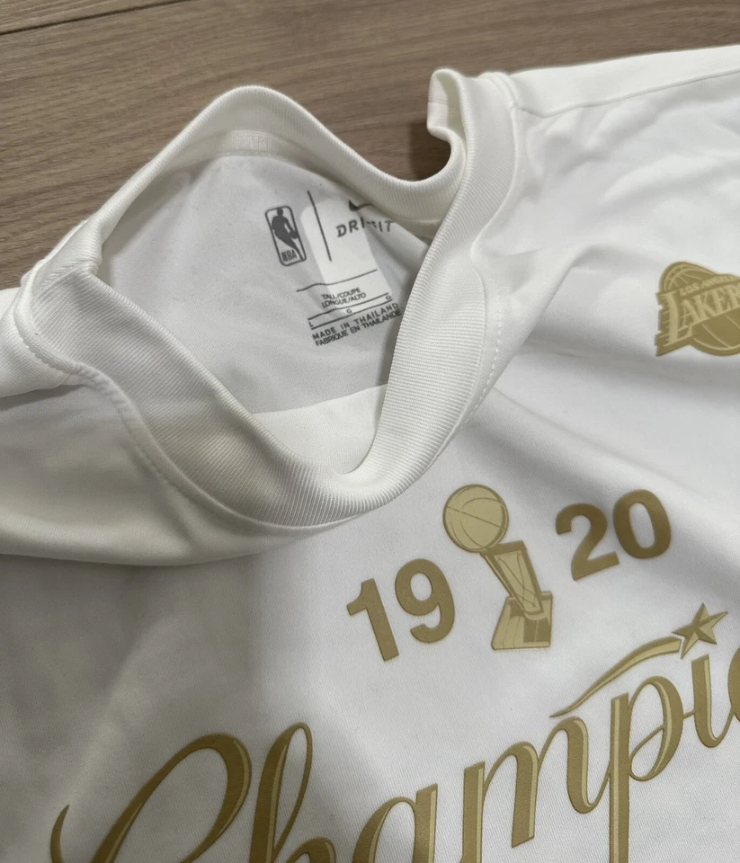 Camiseta de calentamiento del equipo Lakers LeBron James emitida anillo alto grande ceremonia corte profesional Foto 3 de 4