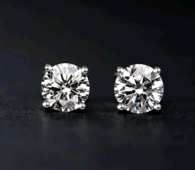 Weißgold plattiert Silber Reibung Boden und Pfosten 5,0 mm GIA erstellt 