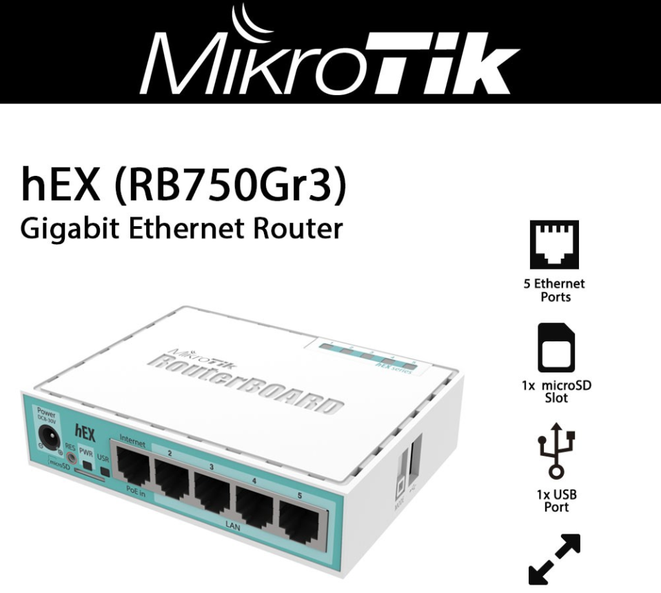 Mikrotik hEX RB750Gr3 5-port Ethernet Gigabit Router
