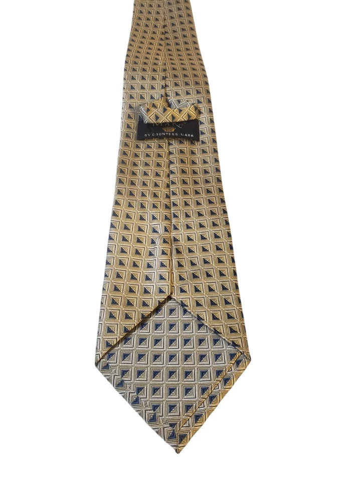 Corbata Mara by Countess Mara para Hombres Corbata Lujo Azul Tostado Geométrica Trabajo Iglesia Foto 4 de 4