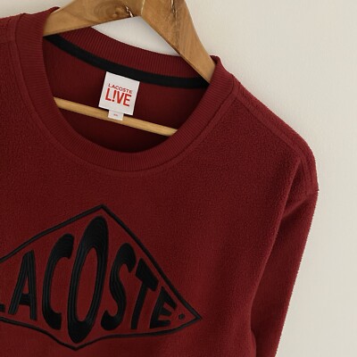 Lacoste Live Pullover FR7 2XL XXL Herren Burgund Fleece Strick Logo Sweatshirt