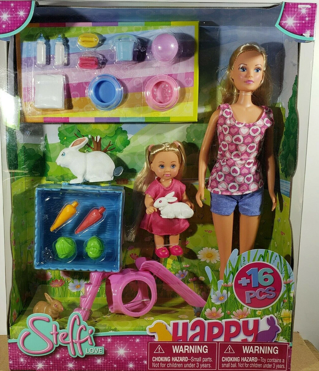 Steffi Evi Doll Love Happy Animals Bunny Rabbit 16 Piece Playset