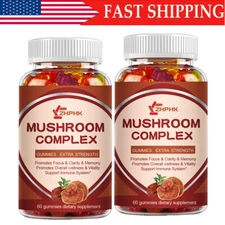 Natural Mushroom Blend Gummies 10x Mushroom 2500mg Promote Immune Health 2 Pack