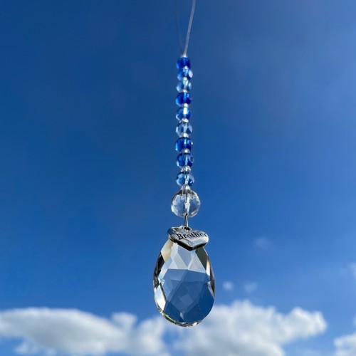 Nuevo Vidrio Colgante Sol Catcher Móvil ~ Dije Hermano ~ Azul ~ Amor o Memorial - Imagen 9 de 9