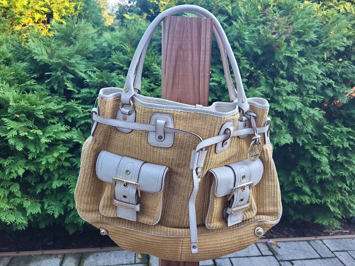 Michael kors white store and tan handbag