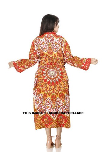 Mandala Kimono Wedding Gown Cotton Night Gown Sleepwear Women Long Night dress - Picture 53 of 77
