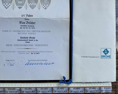 2 x honorary customer 25 years of loyalty - Friedrich Grohe AG Armaturenfabrik Hemer Iserlohn