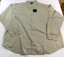 men's Tri Mountain shirt size 5XL khaki long sleeve button down collar cotton