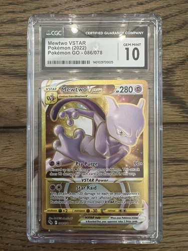 2022 Pokémon TCG - Gold Mewtwo VSTAR - Pokemon GO 086/078 - CGC 10 GEM MINT!!