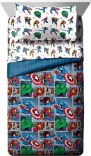 Marvel Avengers "Fighting Team" Kids Reversible Bed Set-AB08LYY13G66