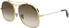 Image of Alexander McQueen AM0088s 004 Gold Sunglasses Brown Lens Sonnenbrille 59-15-145