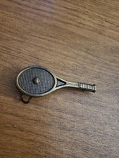 Vintage Brass Tennis Racquet  Ball Belt Buckle 4.5" x 2" In Nice Condition
