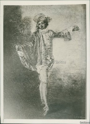 1933 Photo Watteau'S Painting L'Indifferent Stolen From Louvre Museum Art 6x8