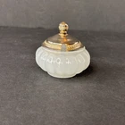 New ListingVintage White Milk Glass? Opaline? Melon-Shaped Salt Cellar With Lid