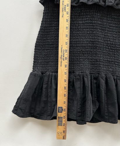AQUA Smocked Mini Dress Women's Size Medium Black Cotton Sleeveless - Picture 13 of 13