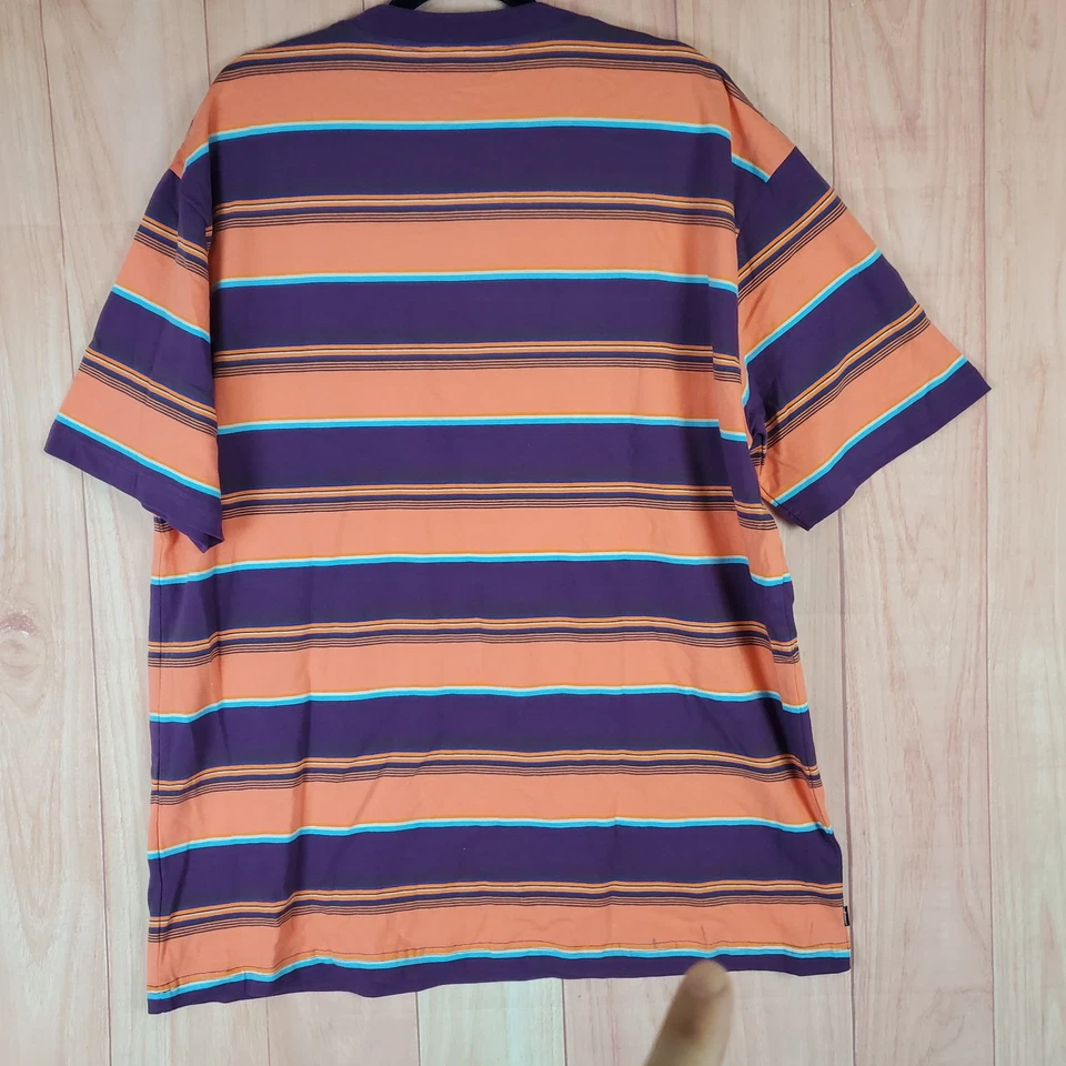 Camiseta The Hundreds Para Hombre 2XL Púrpura Naranja Rayas Bordada Adam Bomb Algodón Foto 3 de 4