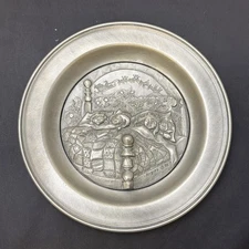 Hudson Fine Pewter 1976 Christmas Plate Tom Rogers