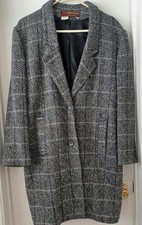 VINTAGE PEABODY HOUSE WOMEN'S GRAY BLACK HERRINGBONE WOOL BLEND COAT 9/10 EUC