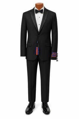Men's Giorgio Fiorelli Black Tuxedo with Flat Front Pants Slim Fit 44R 38W