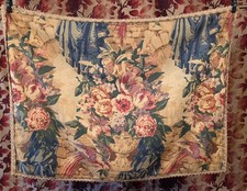 ANTYCZNY 1910 KOLOROWY KWIATOWY NADRUK BAWEŁNIANY PANEL ZASŁONOWY Z PLECIONYMI KRAWĘDZIAMI