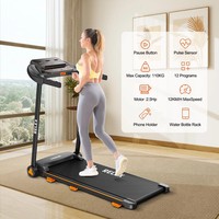 Folding Treadmill with Incline 2.5HP 12 Programs Walking Pad Home Gym Running