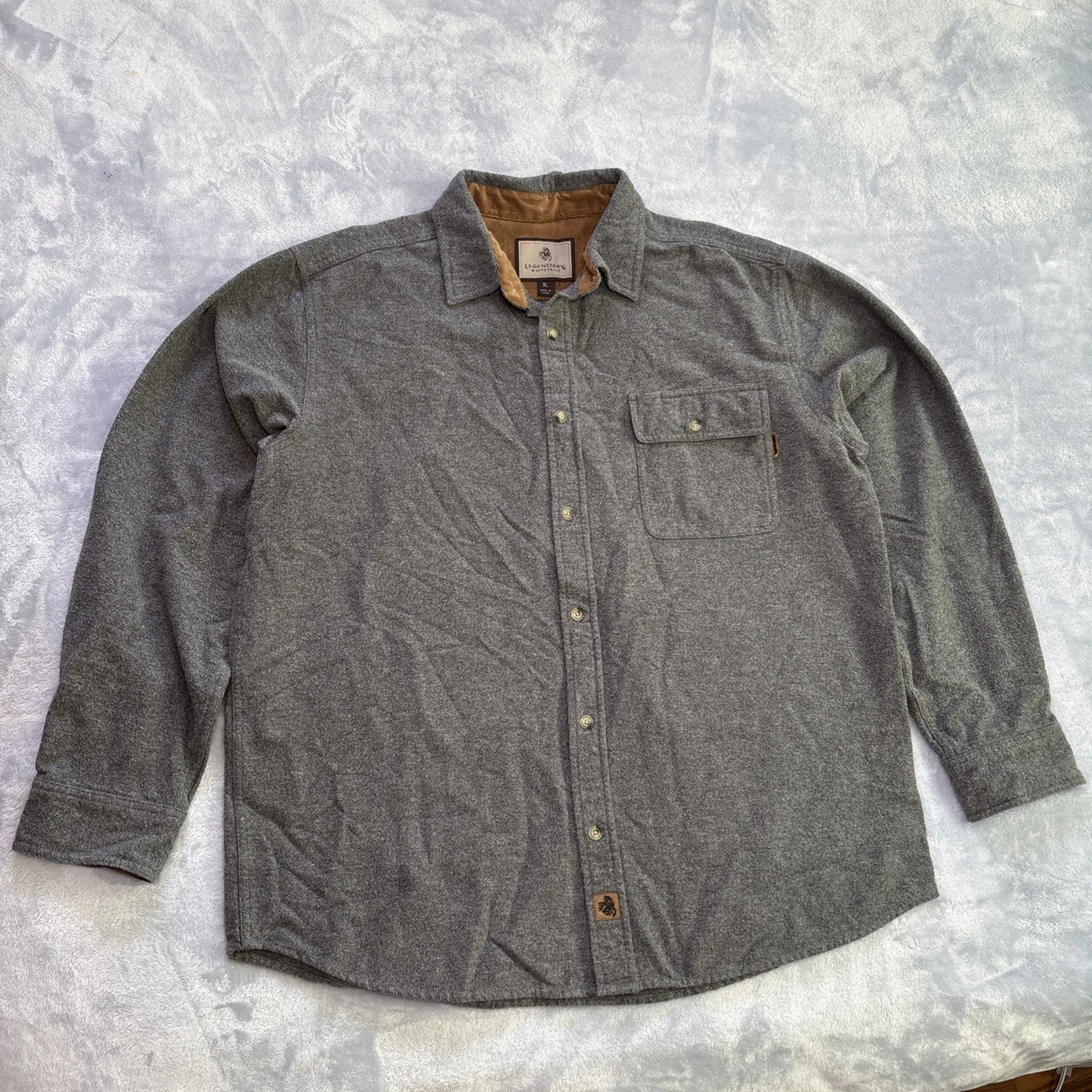 Legendary Whitetails Mens XL Gray Button Up Flannel Outdoor Long Sleeve