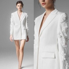 Pearl Women Blazers Elegant Luxury Flap Pockets Regular Fit Prom Formal Business