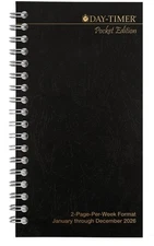 Day-Timer Jan-Dec 2026 2PPW, Planner Refill, Wire bound, Pocket, 3-1/2"x6-1/2"