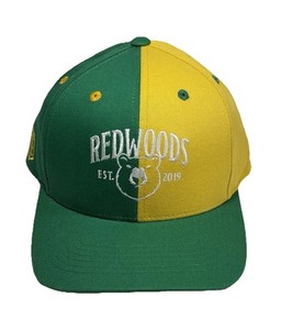 California Redwoods Pro Lacrosse Snapback Hat Cap Green Yellow Colorblock