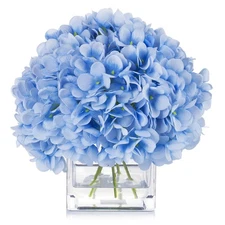 Enova Floral Artificial Flowers Silk Hydrangea Fake Flowers Arrangement in Cu...