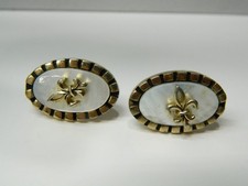 Vintage SWANK Fleur-de-Lis on Mother of Pearl Cufflinks
