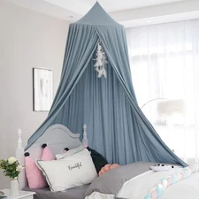 Princess Bed Canopy for Girls, Extra Large Hanging Canopy for Bed, Gray Blue
